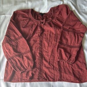 American Eagle Red Boho Blouse with Relaxed Fit